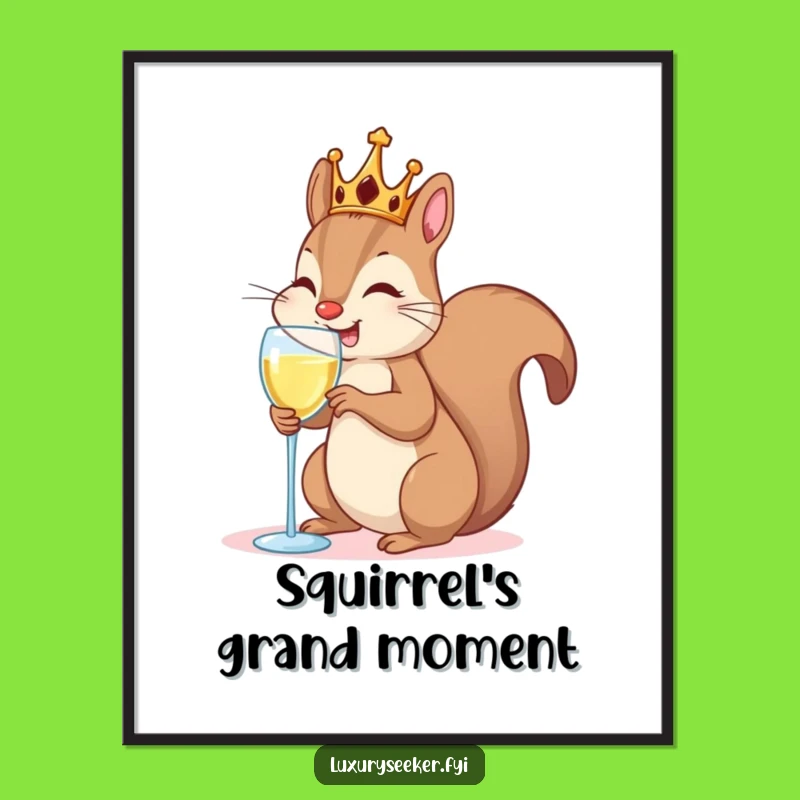 Funny Royal Squirrel Digital Art: Hilarious Celebration Print for Instant Style