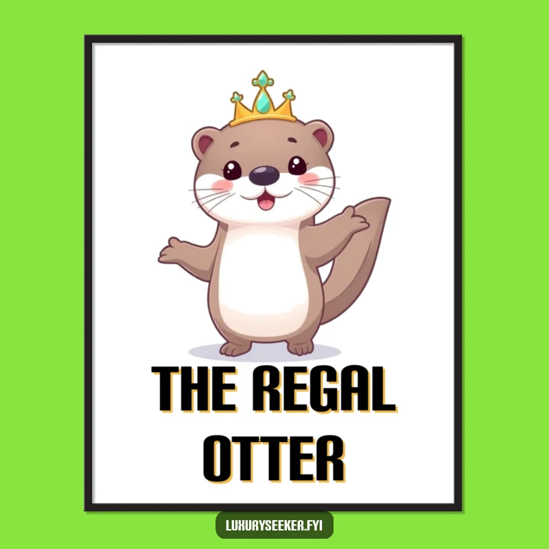 Funny Playful Otter Tiara Digital Art - Royal Cute Decor Gift
