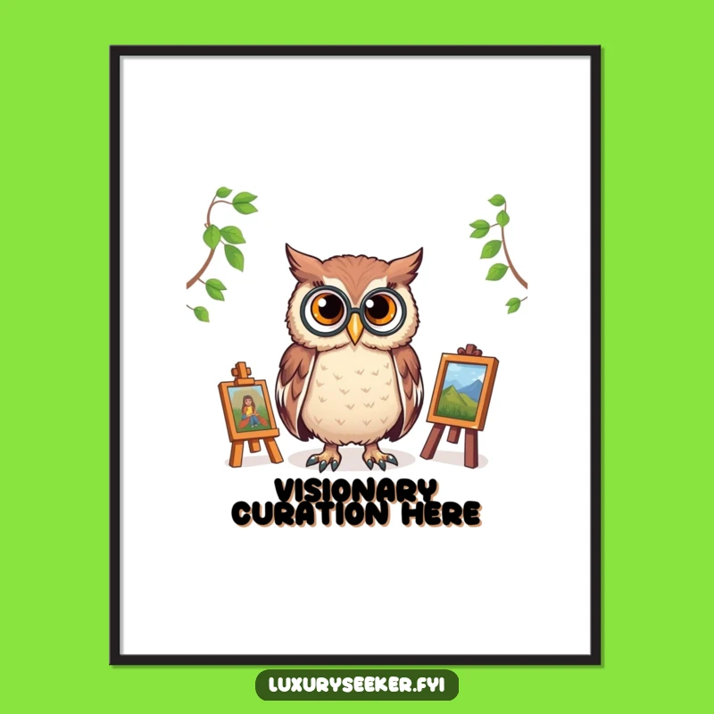 Funny Owl Digital Art: Monocled Critic, Instant Download for Humorous Gallery Decor