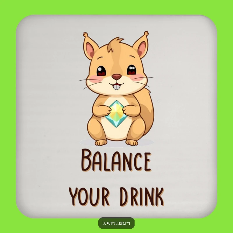 Funny Squirrel Gemstone Drink Coasters: Protect Surfaces with Sparkle Gift