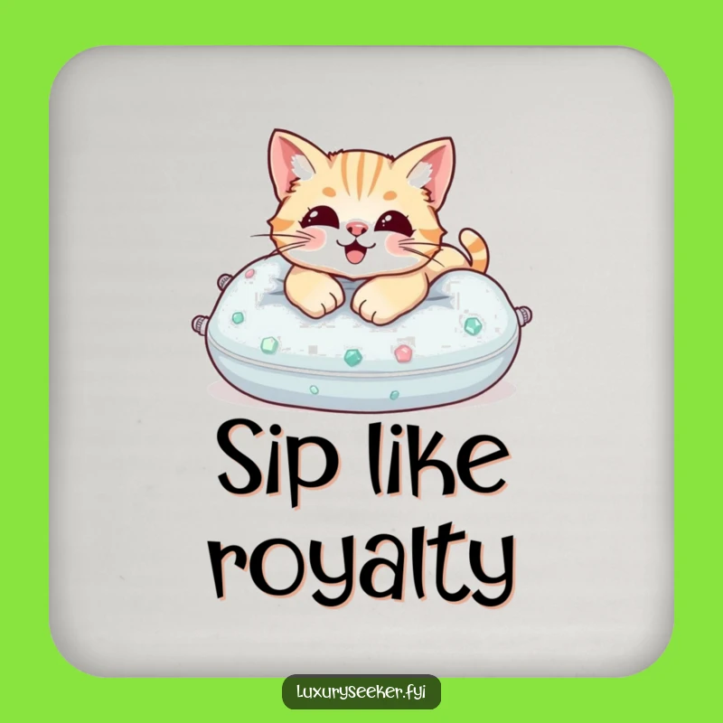 Funny Cat Gemstone Pillow Drink Coaster, Protect Surfaces with Glamour, A Fun Funny Gift