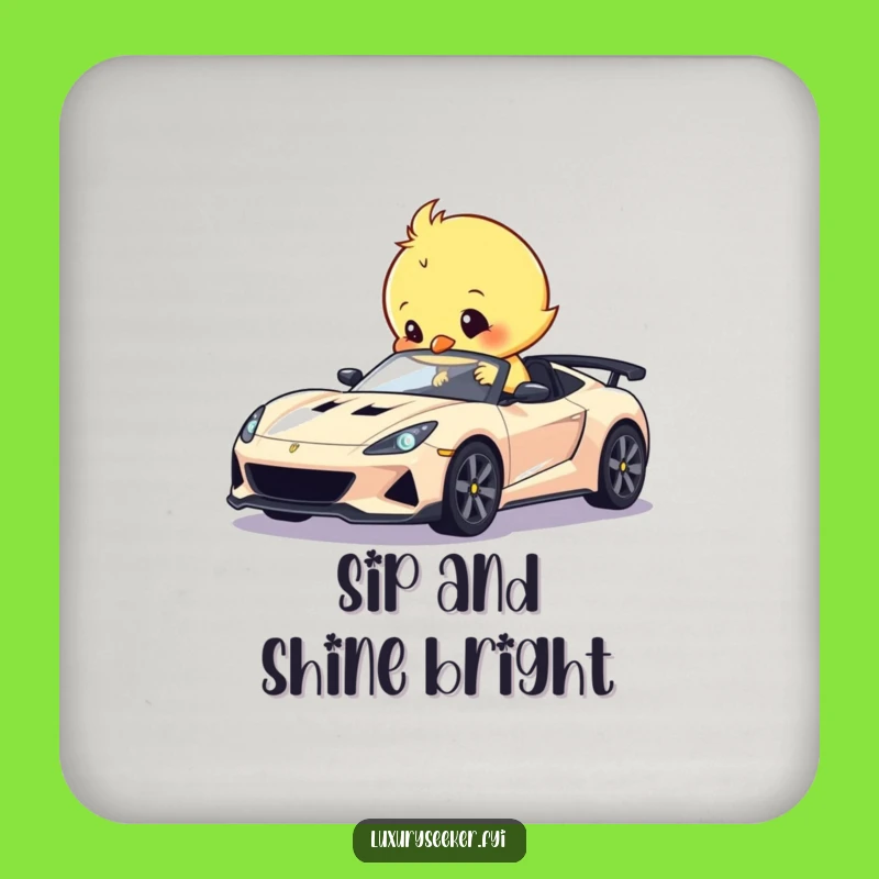 Funny Chick Polishing Sports Car Drink Coaster: Protect Surfaces with Automotive Whimsy