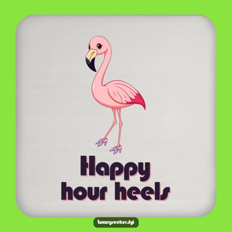Funny Flamingo Sparkly Shoes Coasters - Protect Surfaces with Elegance & Humor!