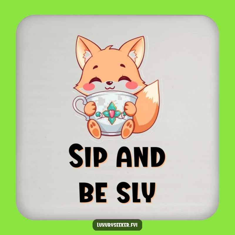 Funny Fox Tea Coaster: Protect Surfaces with Foxy Sophistication!