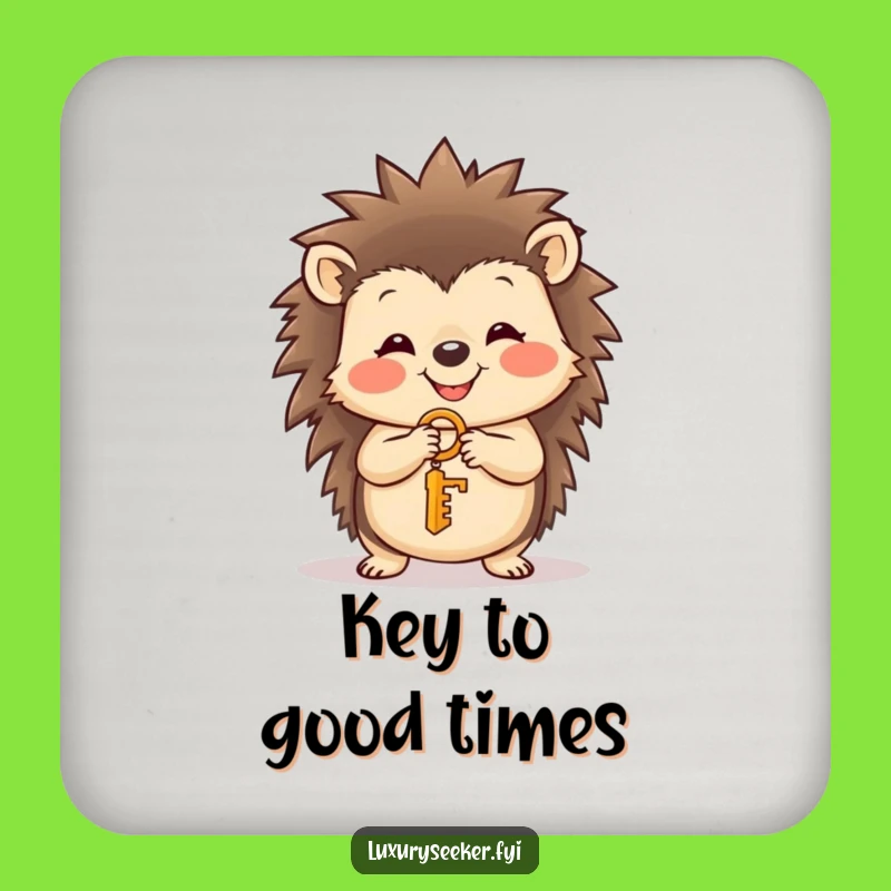Funny Hedgehog Key Drink Coaster: Protect Surfaces with Adorable Charm