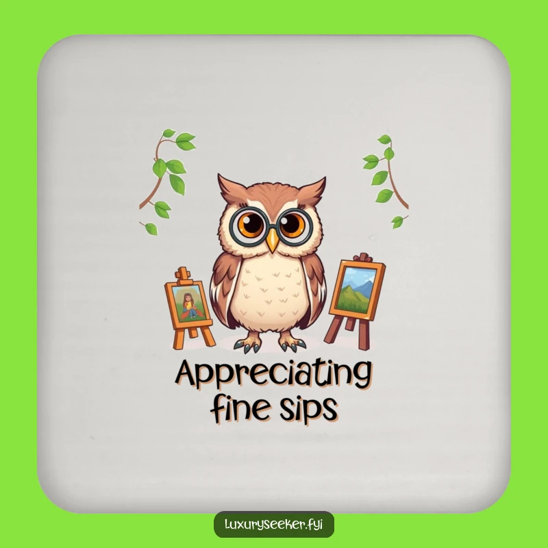 Funny Owl Coaster: Protect Surfaces with Monocle Style, Humorous Art Decor Gift