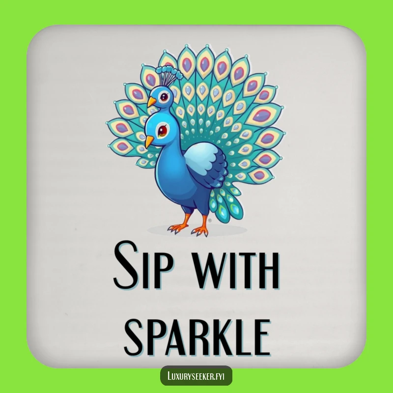 Funny Peacock Gem Tail Coaster Set - Protect Surfaces with Sparkle & Humor!