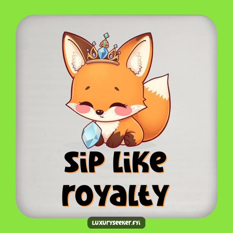 Funny Fox Tiara Coaster - Sparkly Jewel Protection, Stylish Funny Gift