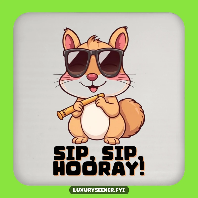 Funny Squirrel Sunglasses Flute Coaster: Protect Surfaces with Cool Humor