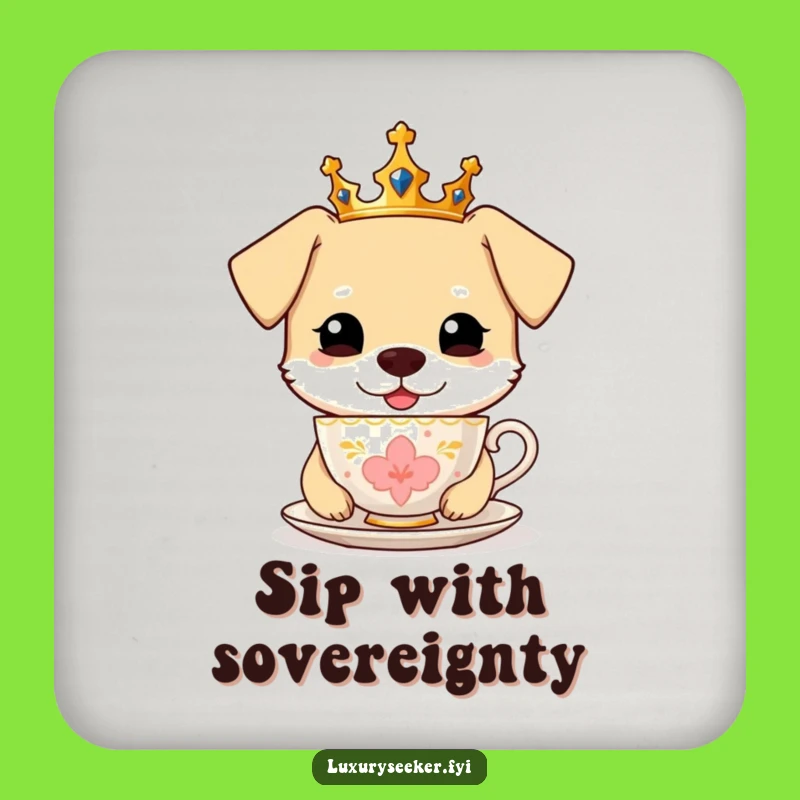 Funny Royal Dog Teacup Drink Coaster, Protect Surfaces with Poshness, A Fun Funny Gift