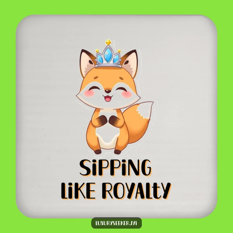 Funny Fox Tiara Coaster: Protect Surfaces with Glamorous & Hilarious Style