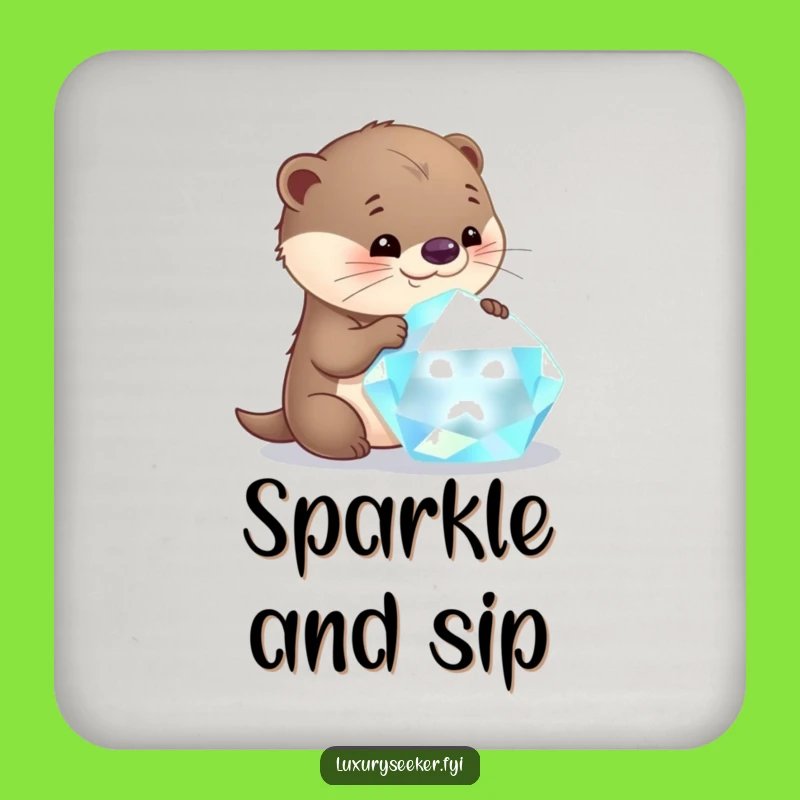 Funny Otter Gem Coaster: Curious Drink Protector Funny Gift
