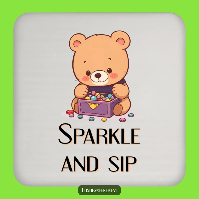 Funny Bear Jewelry Drink Coasters: Protect Surfaces with Whimsy Gift