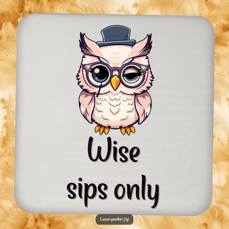 Funny Coaster: A winking owl with a monocle and top hat, offering humorous surface protection.