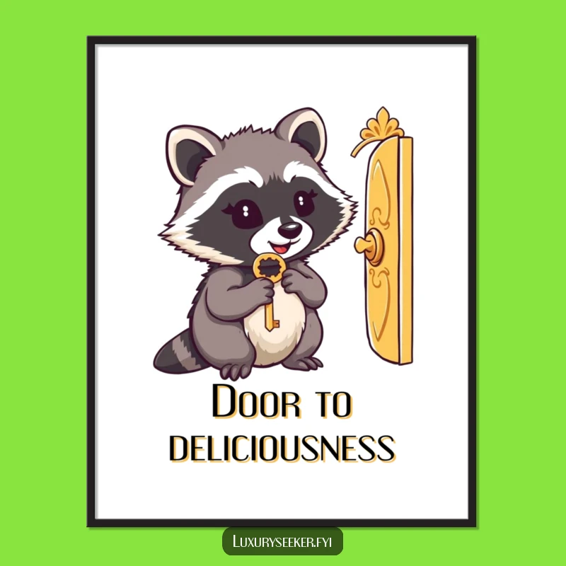 Funny Raccoon Key Poster - Tiny Door Character Art