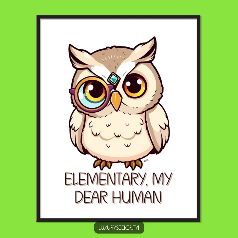 Funny Sophisticated Owl Monocle Poster - Hilarious Wise Art Gift!