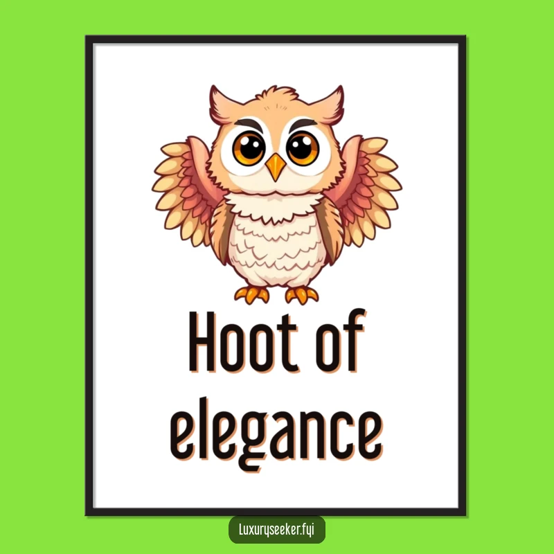 Elegant Funny Owl Poster: Feathered Boa Art, Sophisticated Funny Gift for Walls