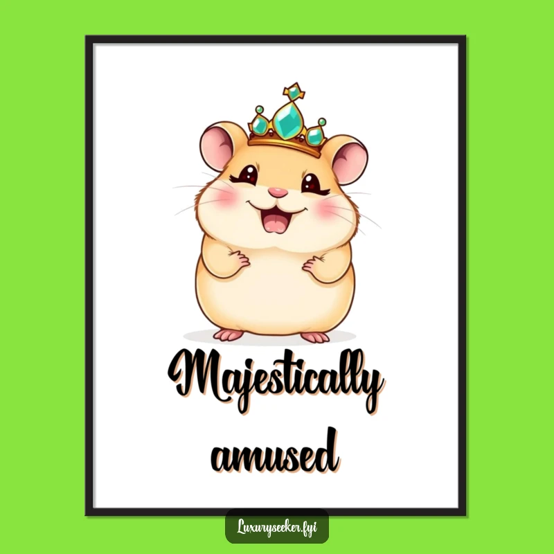 Funny Regal Hamster Poster - Giggling Royalty Character Art