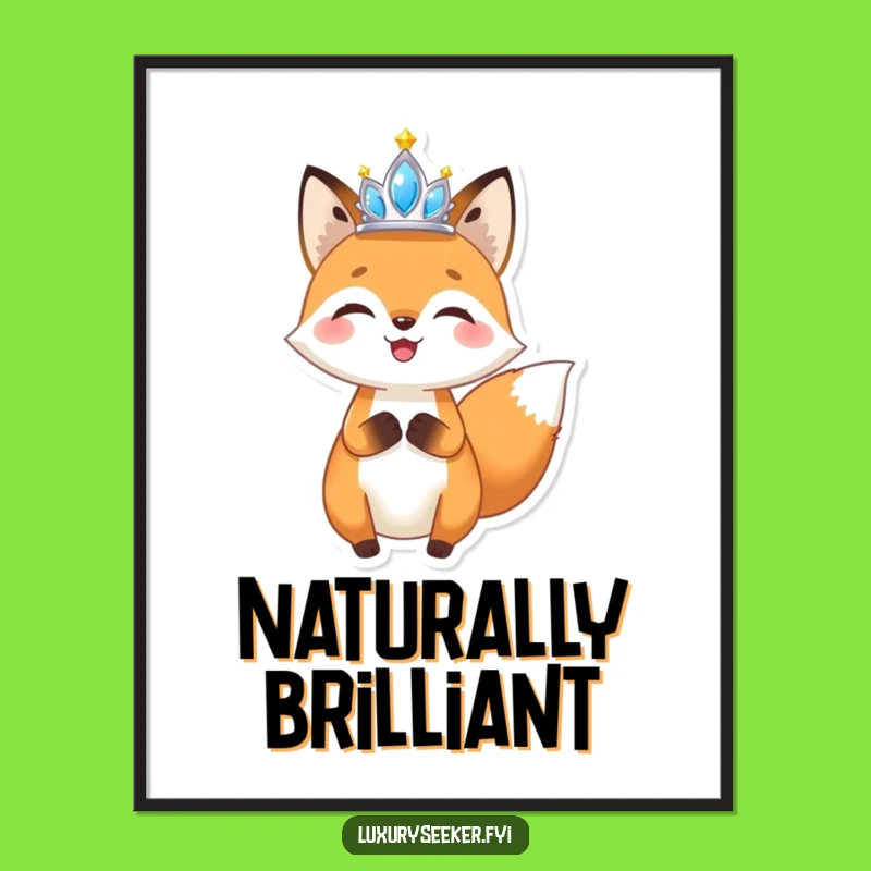 Funny Fox Tiara Poster: Sparkling Wall Art for a Joyful & Hilarious Space