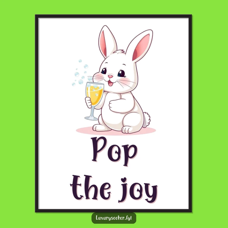 Funny Bunny Champagne Poster: Hilarious Art for Your Party Space