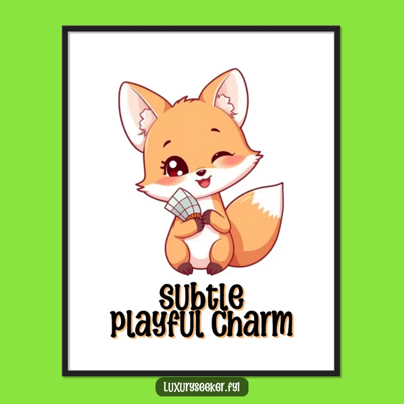 Funny Happy Fox Fan Poster – Playful Woodland Wall Art Gift