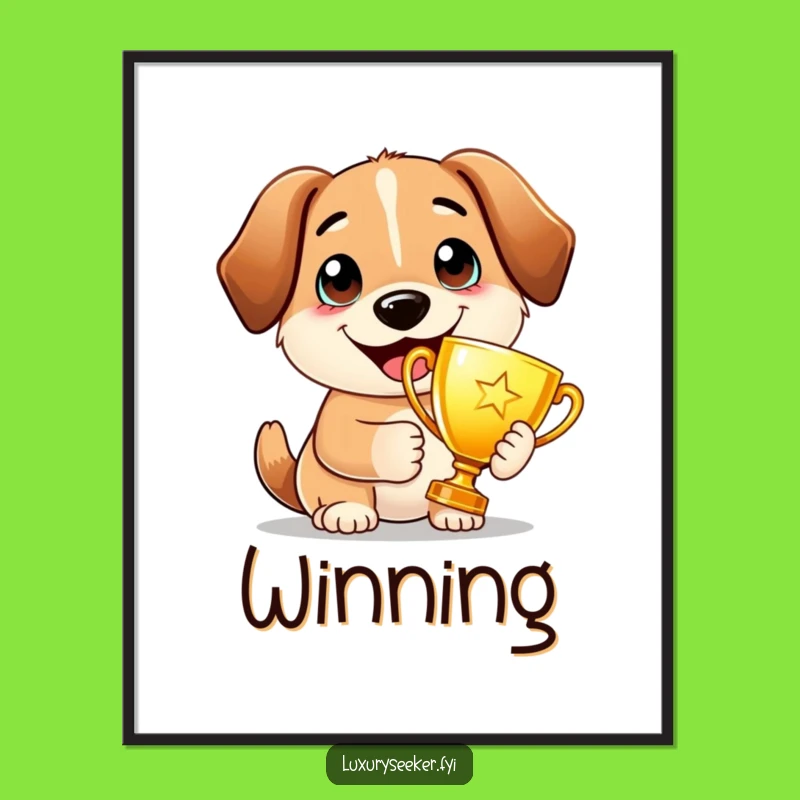 Funny Proud Dog Trophy Poster: Champion Canine Art for Walls That Celebrate