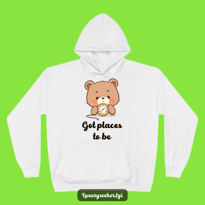 Cozy Funny Bear Hoodie: Determined Watch Time, Warm Funny Gift for Focused Individuals