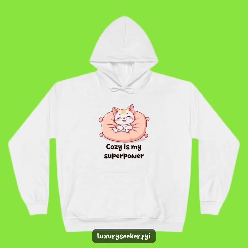 Funny Cat Cushion Hoodie: Cozy Up with a Happy Character's Plush Comfort!