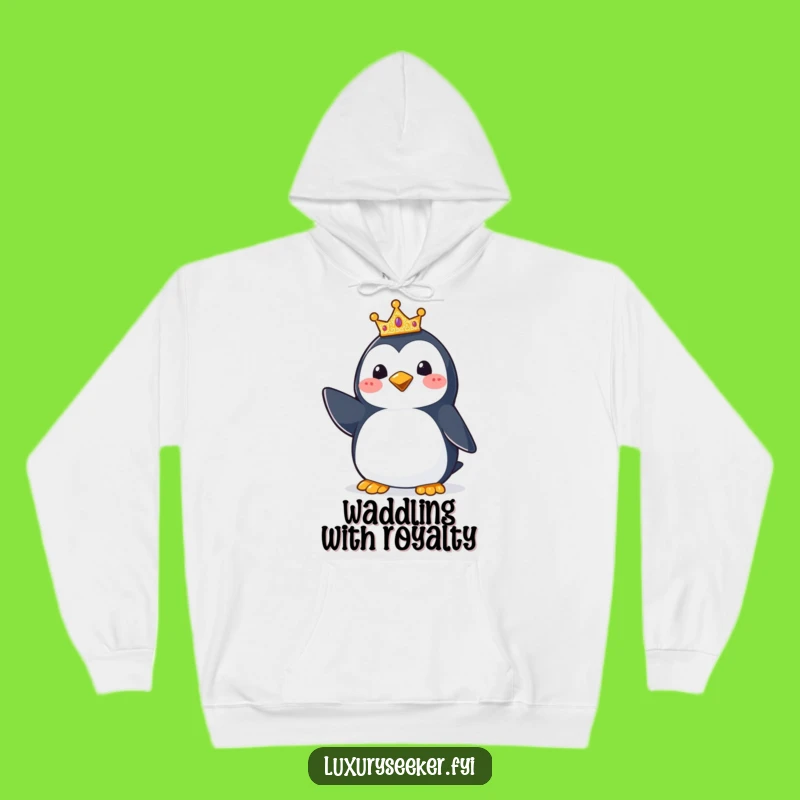 Funny Penguin Crown Hoodie: Cozy & Comical Sweatshirt for Regal Comfort