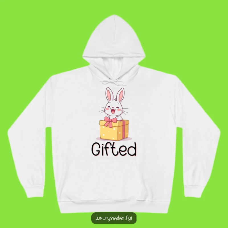 Funny Excited Rabbit Gift Hoodie: Cozy Surprise Apparel for Joyful Moments