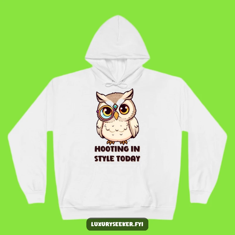 Funny Sophisticated Owl Monocle Hoodie - Cozy Comedic Wisdom Gift!