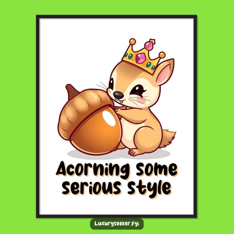 Free Printable Wall Art: Vain Squirrel Admiring Crown - Downloadable Art For Home