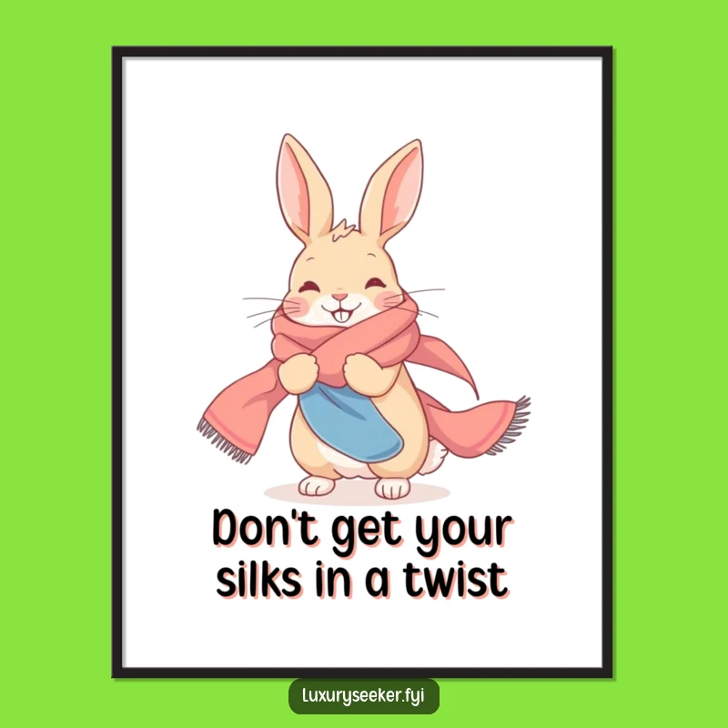 Chic Rabbit Scarf Wall Art Free Printable - Elegant Funny Downloadable Decor