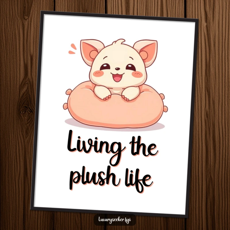 Funny Free Printable Wall Art: Delighted creature sighing contentedly, reclined on a plush velvet cushion, a humorous statement piece.