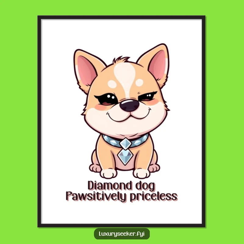Free Printable Wall Art: Sassy Dog Diamond Collar Funny Downloadable Gift