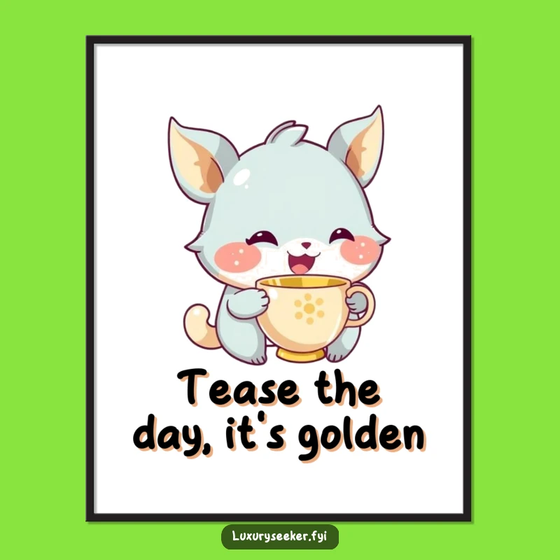 Free Printable Wall Art: Tea Time Creature Serenity - Funny Downloadable Decor