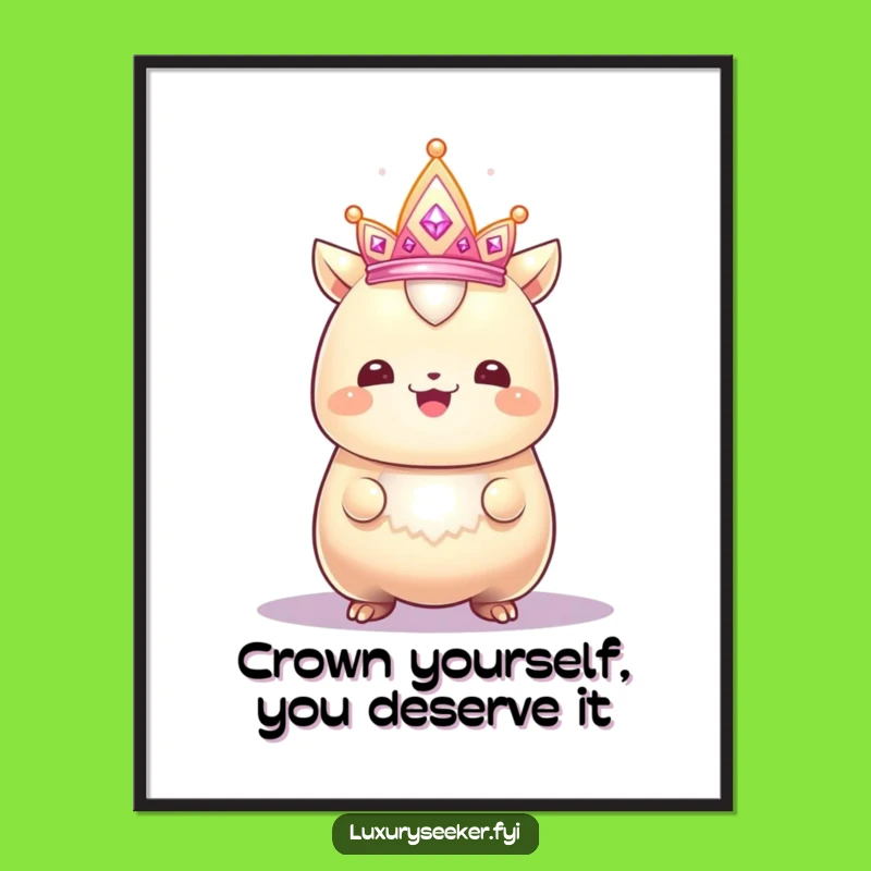 Funny Free Printable Wall Art: Gleaming Creature & Crown, Downloadable Art