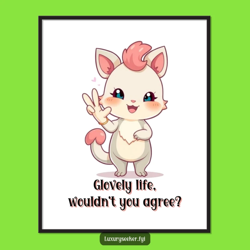 Funny Free Printable Wall Art: Elegant Cheerful Creature, Downloadable Art for Your Home