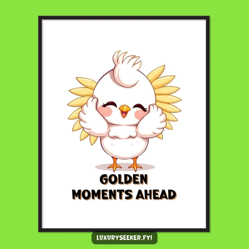 Funny Free Printable Bird Wall Art - Golden Feather Radiance Downloadable Decor