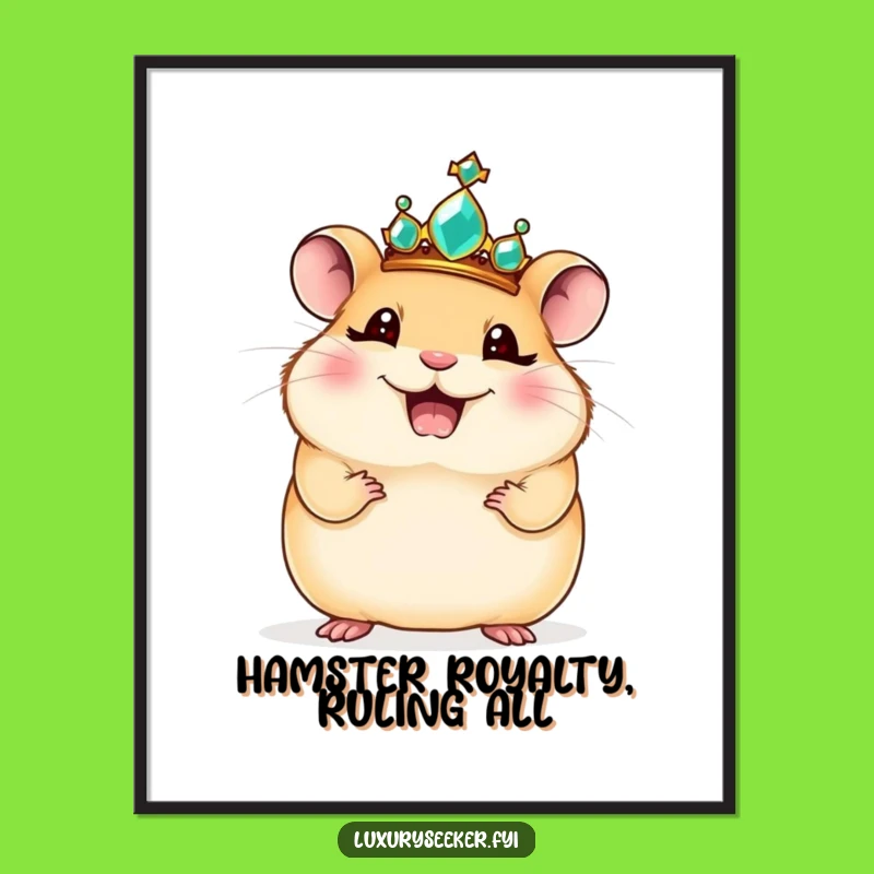 Free Printable Wall Art: Regal Hamster King Giggling Downloadable Decor