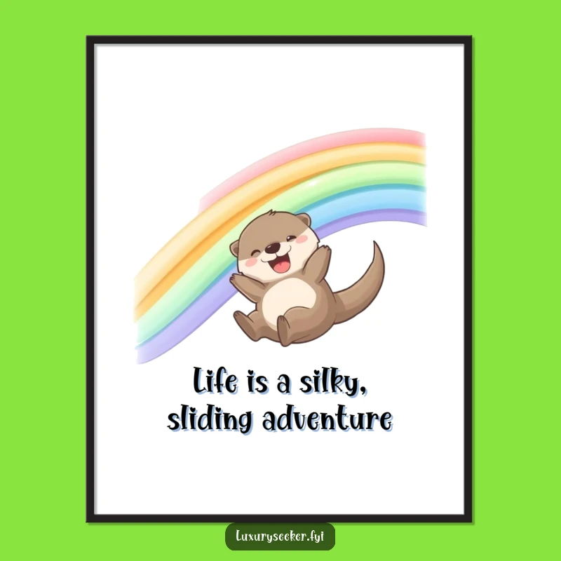 Funny Free Printable Wall Art: Otter on a Rainbow - Whimsical Downloadable Decor