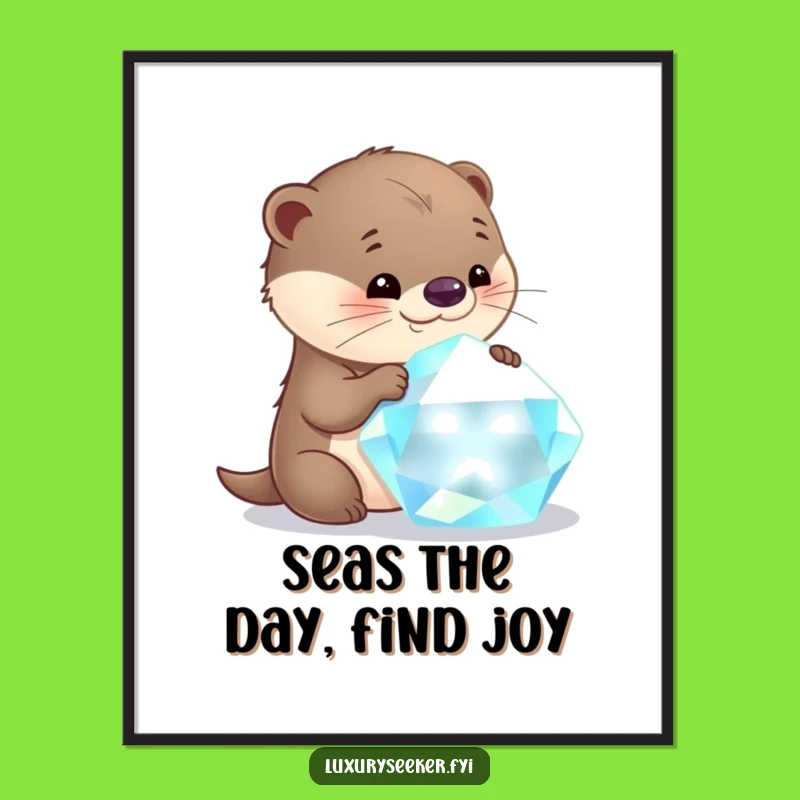 Funny Free Printable Wall Art: Otter's Glistening Gemstone Art