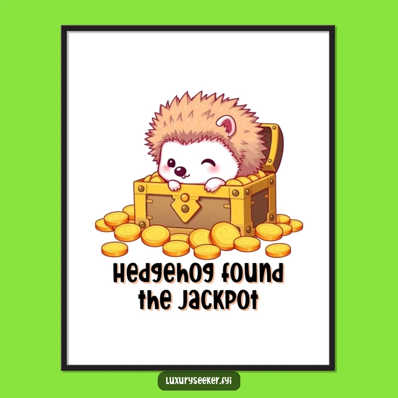 Whimsical Free Printable Wall Art: Curious Hedgehog, Treasure Chest, Downloadable Decor