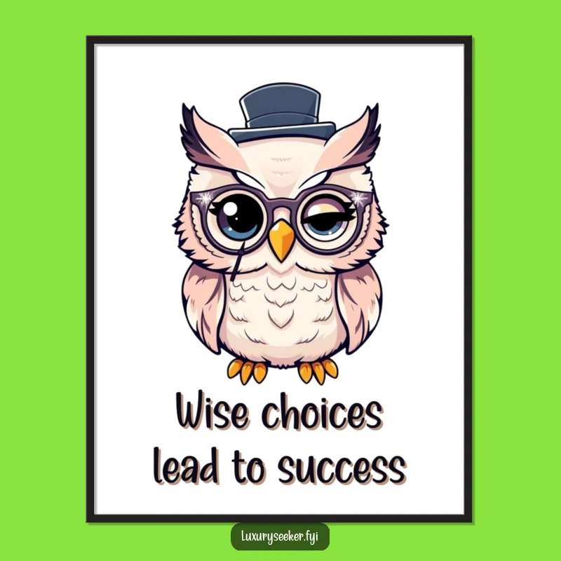 Funny Free Printable Wall Art: Dapper Owl Monocle Art, Downloadable Decor