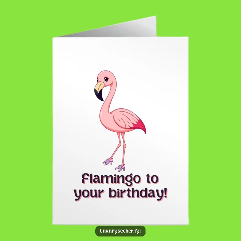 Free Printable Bday Card: Chic Flamingo Sparkle Shoes - Fun Downloadable Gift
