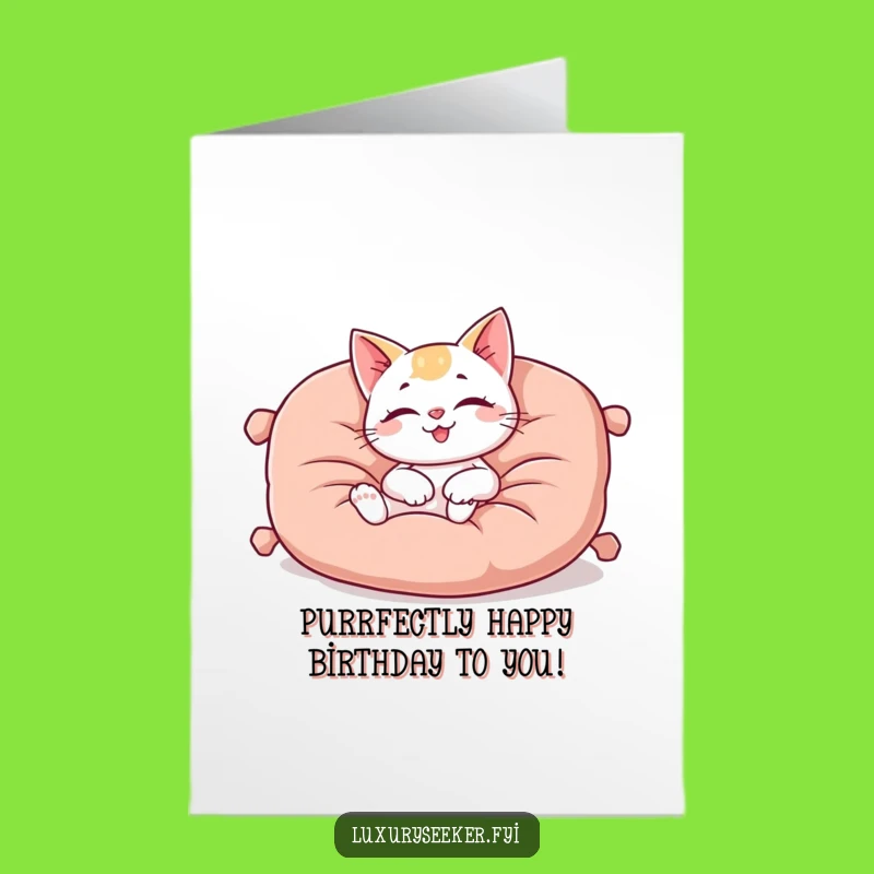 Free Printable Birthday Card: Cozy Cat Nap, Relaxing Downloadable Gift