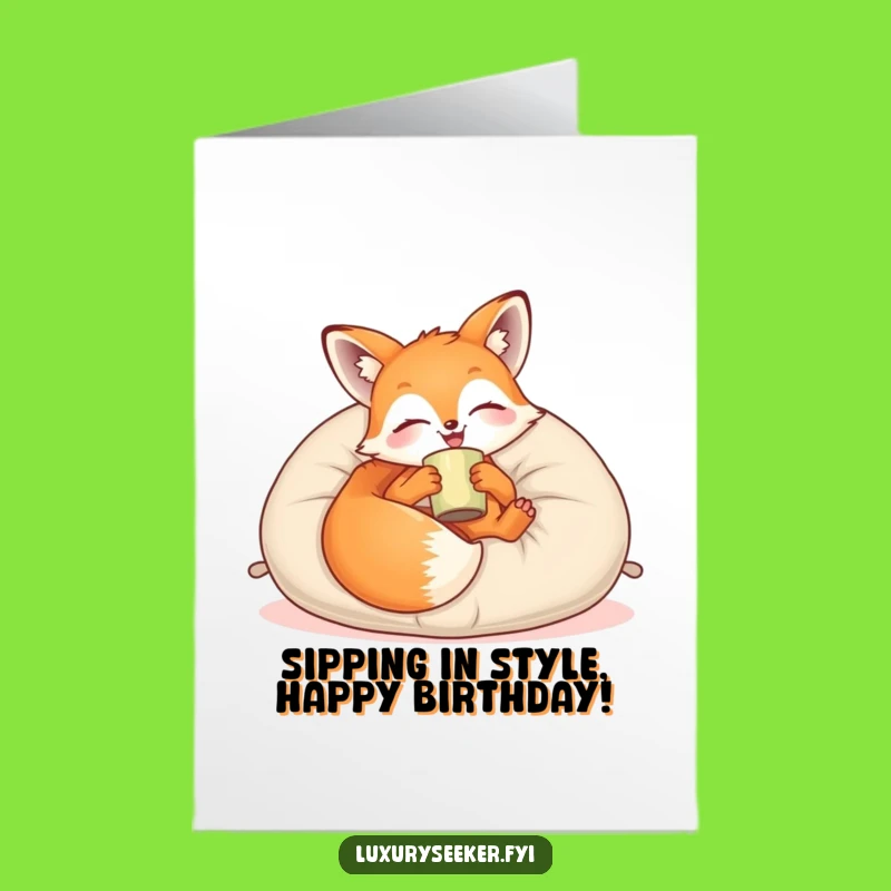 Free Printable Birthday Card: Cozy Fox Velvet Pillow Funny Downloadable Gift