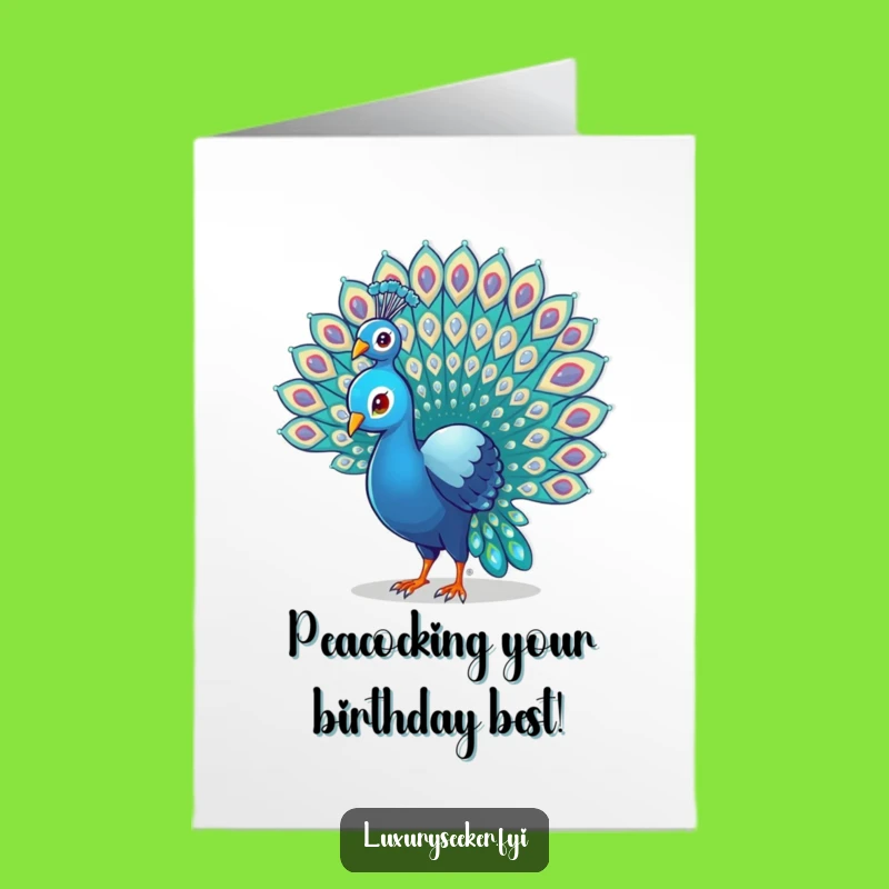 Free Printable Birthday Card: Funny Peacock Gem Tail Design - Instant Download Gift