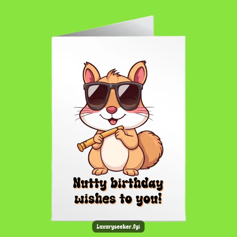 Free Printable Birthday Card: Funny Squirrel Sipping Flute - Hilarious Downloadable Gift