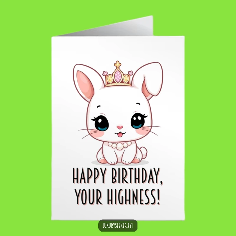 Free Printable Birthday Card: Glam Bunny Princess, Adorable Downloadable Gift